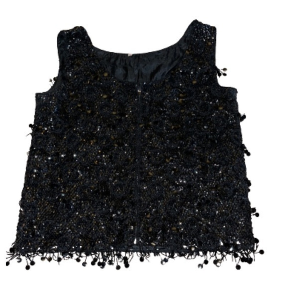 Regalia imports black beaded sleeveless top size M